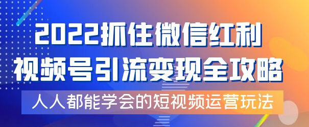 视频号引流变现全套课程，超简单短视频运营玩法-欢迎访问本站