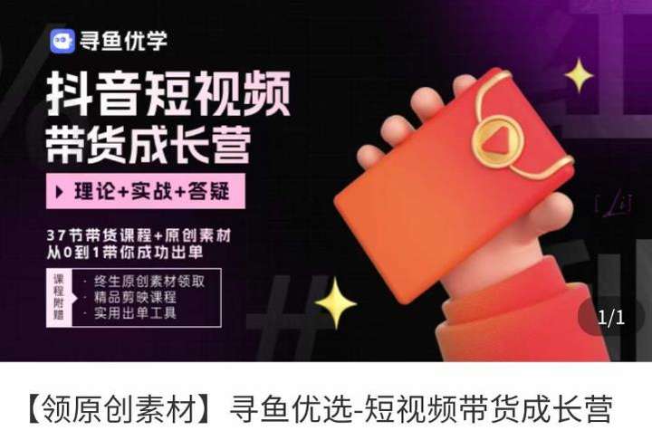 短视频带货课程，抖音短视频出单教程，轻松带货-欢迎访问本站