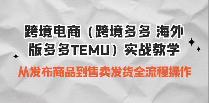 跨境多多TEMU全套实战教程-欢迎访问本站