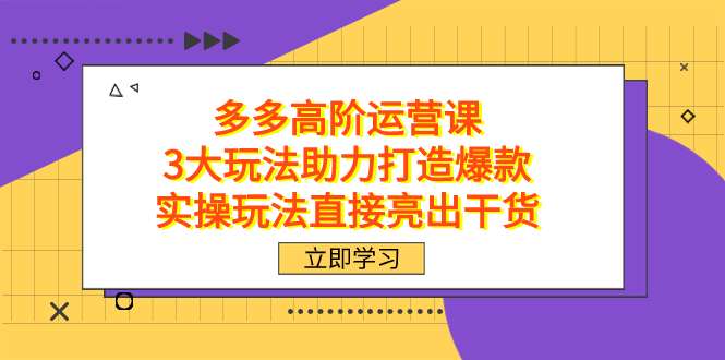 拼多多高阶运营课程,实操经验教学助力打造畅销爆款!-欢迎访问本站