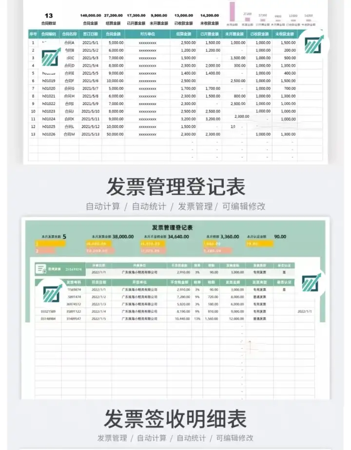 图片[10]-72套发票管理Excel模版-财务发票管理系统excel表格发票登记开票统计明细表【电商热销891】-暗冰资源网