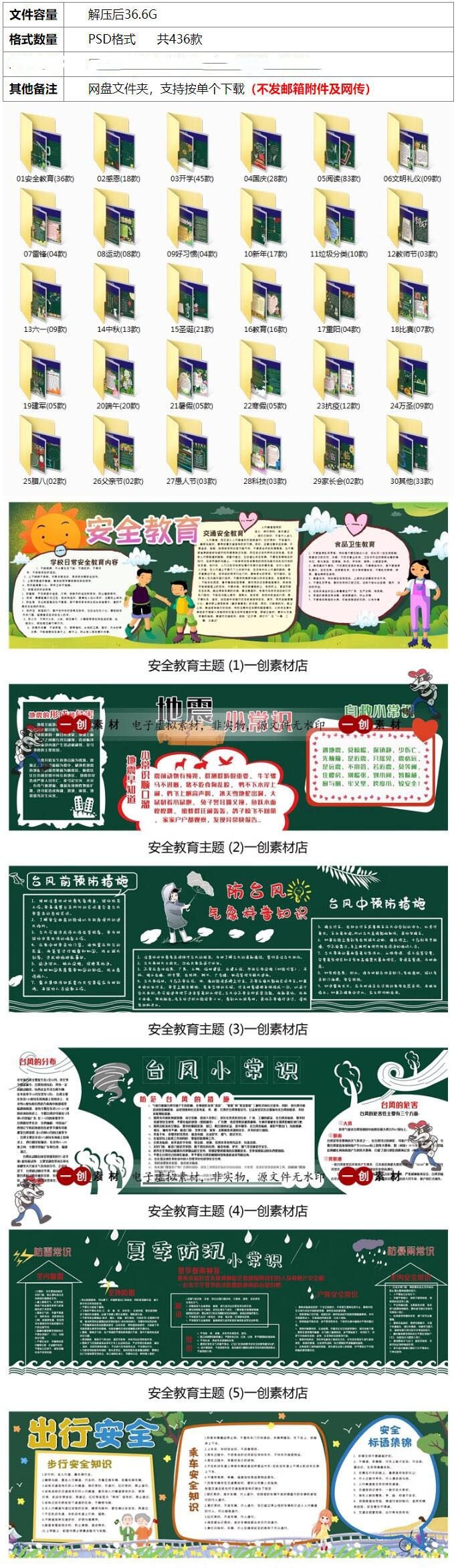 图片[2]-黑板报模板电子版-可修改编辑使用校园文化墙班级设计素材消防模板【电商热销993】-暗冰资源网