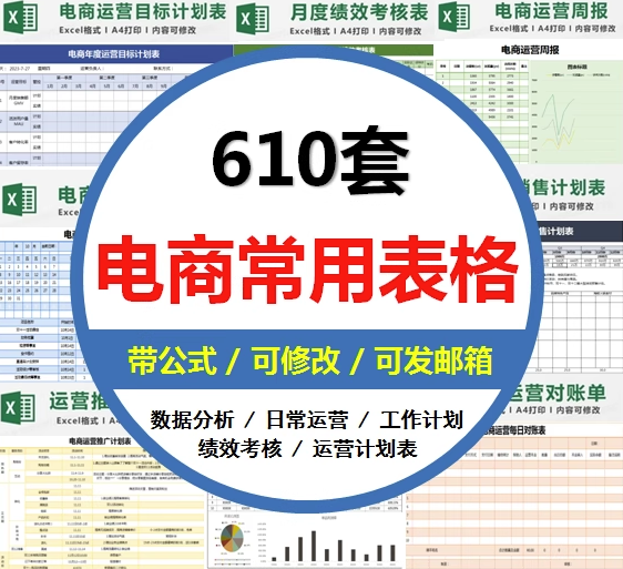610套电商常用表格大全-电商运营管理数据分析年度报表Excel表格【电商热销993】-欢迎访问本站