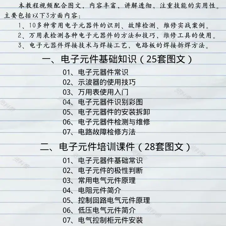 图片[2]-电子元器件识别检测维修技术视频教程-电路板焊接万用表使用技巧【电商热销887】-暗冰资源网