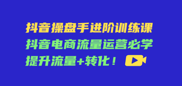 抖音操盘手从零到精通课程：抖音电商流量运营必学，提升流量+转化！-欢迎访问本站