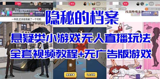 悬疑解谜小游戏【隐秘的档案】无人直播【教程+游戏+工具】抖音爆火-欢迎访问本站