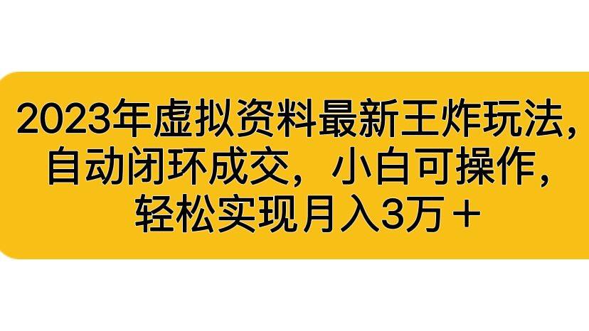 轻松实现月入3W的虚拟资料最新玩法小白可操作，自动闭环成交-欢迎访问本站