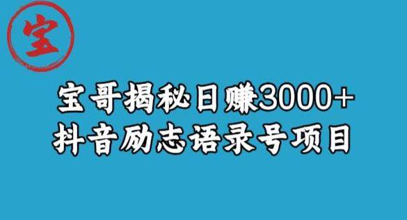 日赚3000+抖音励志语录号短视频变现项目-欢迎访问本站