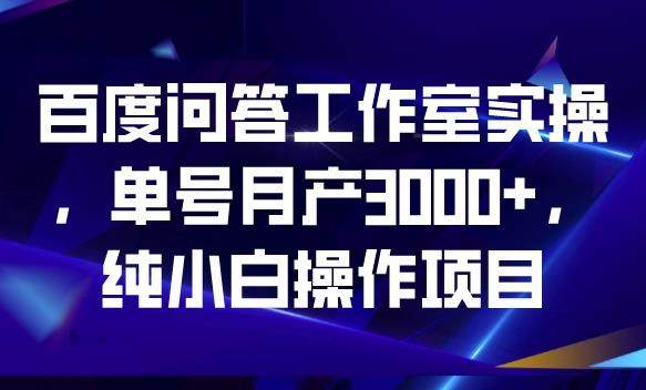 百度问答工作室项目【实操教程】单号月产3000+-欢迎访问本站