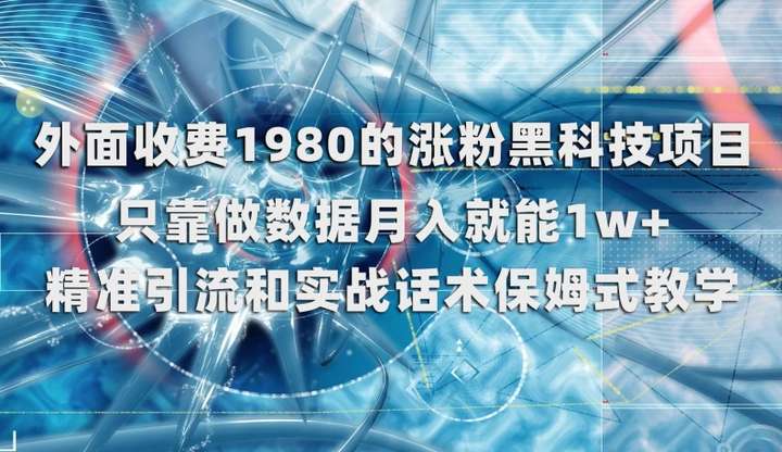 涨粉黑科技项目，靠做数据月入就能1W+【外面收费1980】-欢迎访问本站