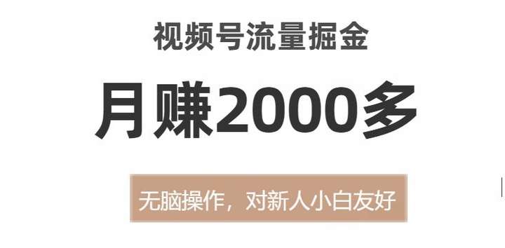 视频号流量变现教程，月赚2000多【无脑操作】-欢迎访问本站