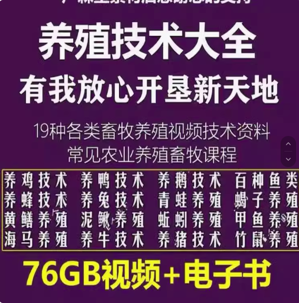 19种各类养殖畜牧技术视频资料-养殖技术鸡鸭鹅兔猪牛羊蝎子蚯蚓黄鳝泥鳅鱼类等家禽视频教程大全【电商热销51】-欢迎访问本站