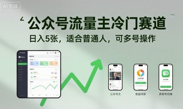 公众号流量主日入5张冷门项目，适合普通人，可多号批量操作25-欢迎访问本站