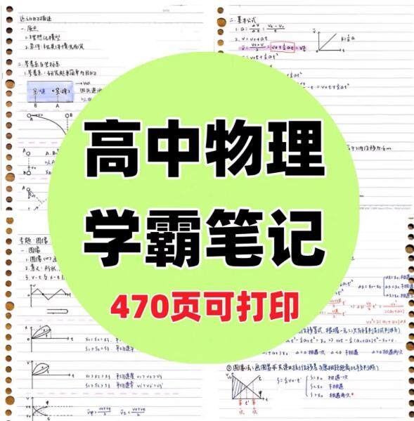 470页高中物理学霸状元笔记-手写常用结论解题技巧方法中复习资料电子版【电商热销906】-欢迎访问本站