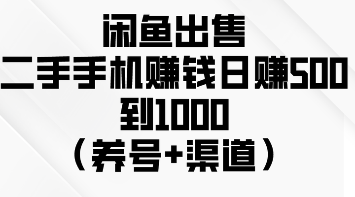闲鱼赚钱秘籍（养号+渠道+销售技巧）轻松日赚500+-欢迎访问本站