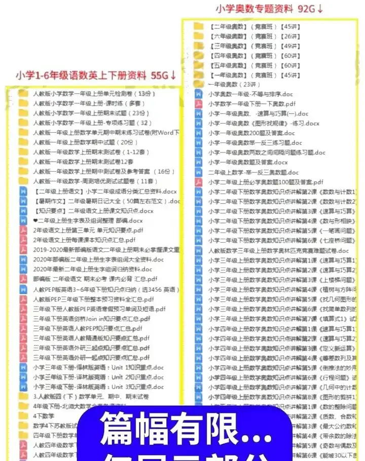 图片[2]-小学1~6年级全套学习资料一二三四五六年级语文数学英语电子版课程素材【电商热销397】-暗冰资源网