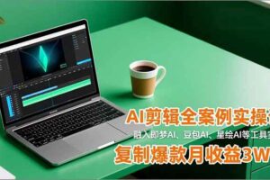AI剪辑全案例实操课，融入即梦AI、豆包AI、星绘AI等工具实操，复制爆款月收益3W+-欢迎访问本站