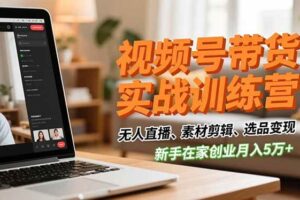 视频号带货实战训练营，无人直播、素材剪辑、选品变现，新手在家创业月入5万+-欢迎访问本站