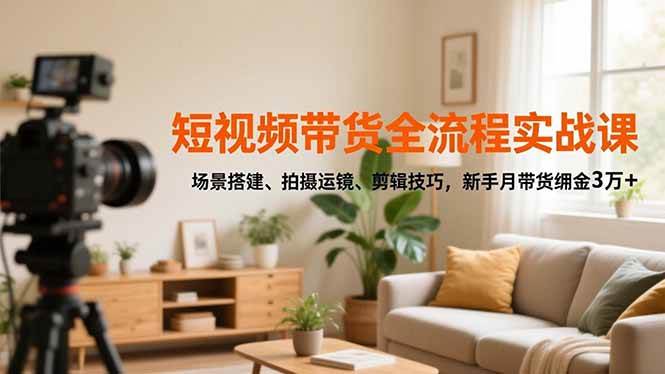 图片[1]-短视频带货全流程实战课，场景搭建、拍摄运镜、剪辑技巧，新手月带货佣金3万+-欢迎访问本站