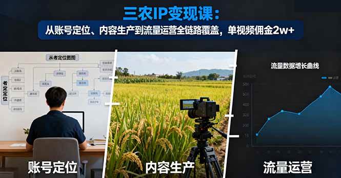 图片[1]-三农IP变现课：从账号定位、内容生产到流量运营全链路覆盖，单视频佣金2w+-欢迎访问本站