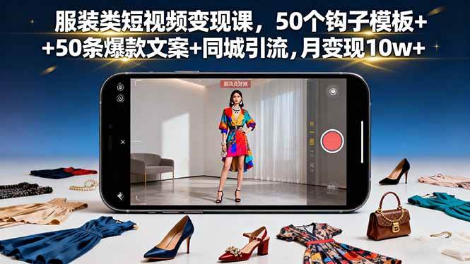 图片[1]-服装类短视频变现课，50个钩子模板+50条爆款文案+同城引流，月变现10w+-欢迎访问本站