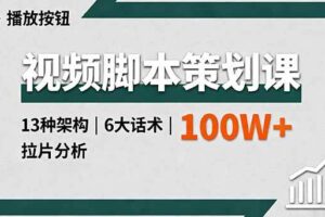 视频脚本策划课，13种架构、6大话术、拉片分析，单条播放百万+-欢迎访问本站
