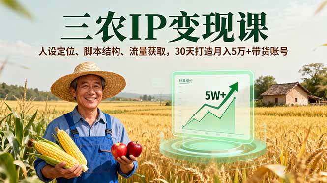 图片[1]-三农IP变现课，人设定位、脚本结构、流量获取，30天打造月入5万+带货账号-欢迎访问本站