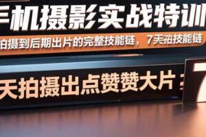 手机摄影实战特训，从拍摄到后期出片的完整技能链，7天拍出点赞大片-欢迎访问本站