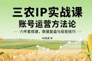 三农IP实战课：账号运营方法论，六件套搭建，数据复盘与投放技巧-欢迎访问本站