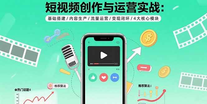 图片[1]-短视频创作与运营实战：基础搭建/内容生产/流量运营/变现闭环/4大核心模块-欢迎访问本站