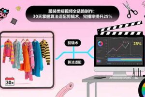 服装类短视频全链路制作：30天掌握算法适配剪辑术，完播率提升25%-欢迎访问本站