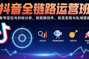 抖音全链路运营班:账号定位与对标分析,短视频创作,投流变现与私域搭建-欢迎访问本站