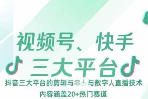 视频号、快手、抖音三大平台的剪辑与数字人直播技术，内容涵盖20+热门赛道-欢迎访问本站