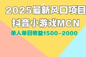DY小游戏MCN广告2025最新打法单人单日收益1500-2000背靠大平台新手小白…-欢迎访问本站