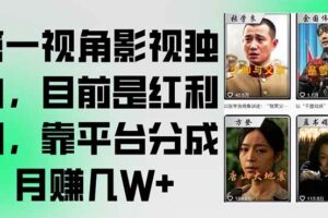 第一视角影视独白,目前是红利期,靠平台分成月赚几W+-欢迎访问本站