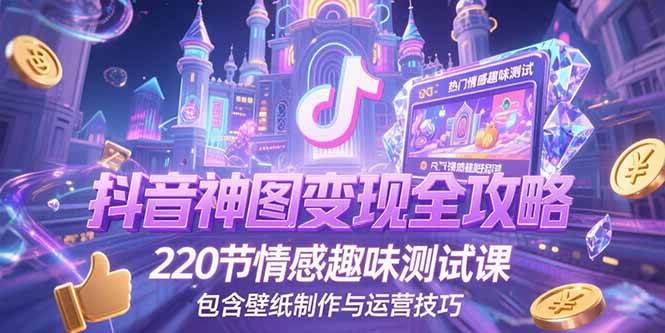 图片[1]-抖音神图变现全攻略，220节情感趣味测试课，包含壁纸制作与运营技巧-欢迎访问本站