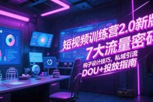 短视频训练营2.0新版，7大流量密码/钩子设计技巧/私域引流/DOU+投放指南-欢迎访问本站