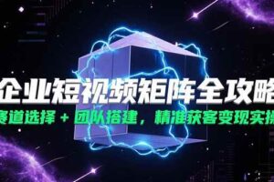 企业短视频矩阵全攻略,赛道选择+团队搭建,精准获客变现实操-欢迎访问本站