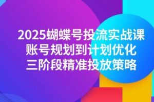 2025蝴蝶号投流实战课，账号规划到计划优化，三阶段精准投放策略-欢迎访问本站