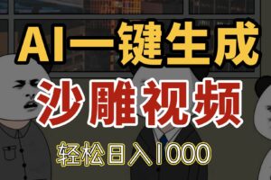 AI一键生成沙雕视频，一条视频千万播放，轻松日入1000-欢迎访问本站