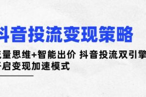 抖音投流变现策略：流量思维+智能出价 抖音投流双引擎 开启变现加速模式-欢迎访问本站