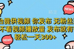 平台提供视频 你发布 无粉丝要求 不看视频播放量 发布就有钱 轻松一天300+-欢迎访问本站