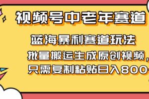 2025视频号中老年短视频蓝海暴利风口！复制粘贴搬运视频单日赚800+，无…-欢迎访问本站