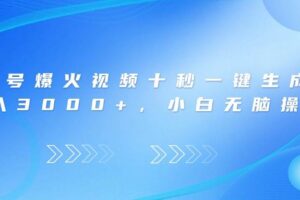 视频号爆火视频十秒一键生成，日入3000+，小白无脑操作-欢迎访问本站