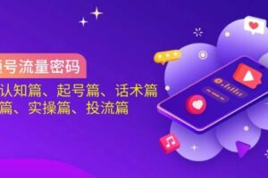 视频号流量密码：涵盖认知篇、起号篇、话术篇、选品篇、实操篇、投流篇-欢迎访问本站