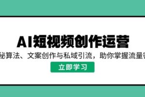 AI短视频创作运营，揭秘算法、文案创作与私域引流，助你掌握流量密码-欢迎访问本站