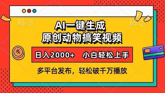 图片[1]-AI一键生成动物搞笑视频，多平台发布，轻松破千万播放，日入2000+，小…-欢迎访问本站