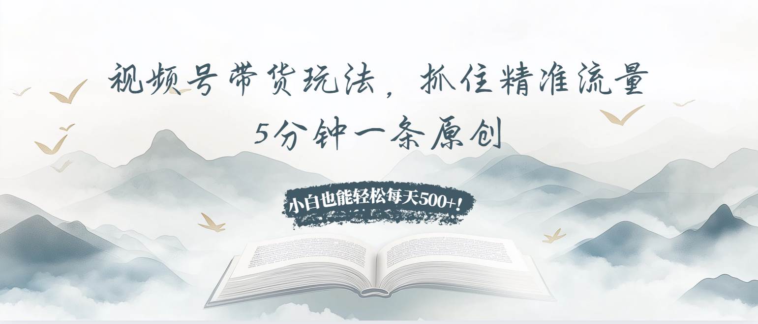 图片[1]-视频号带货玩法，抓住精准流量，5分钟一条原创，小白也能轻松每天500+！-欢迎访问本站