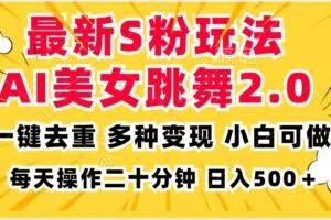 最新S粉玩法，AI美女跳舞，项目简单，多种变现方式，小白可做，日入500…-欢迎访问本站