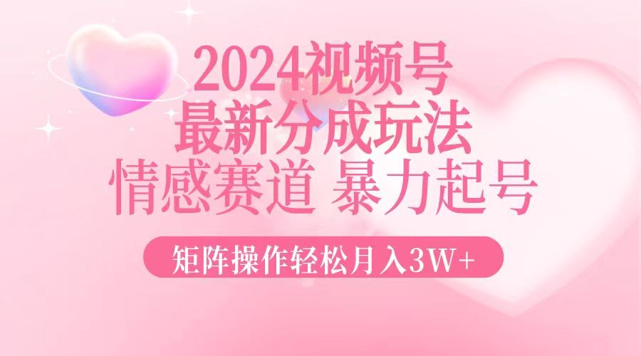图片[1]-2024最新视频号分成玩法，情感赛道，暴力起号，矩阵操作轻松月入3W+-欢迎访问本站